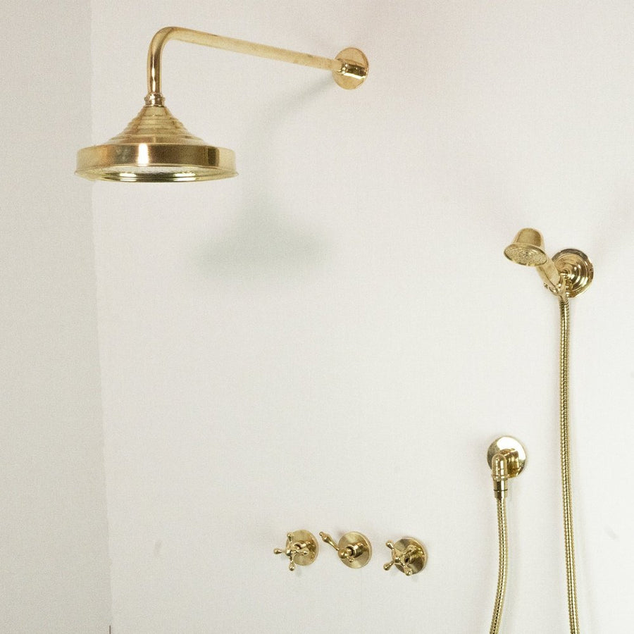 Handcrafted Solid Brass Shower Head And handheld Set