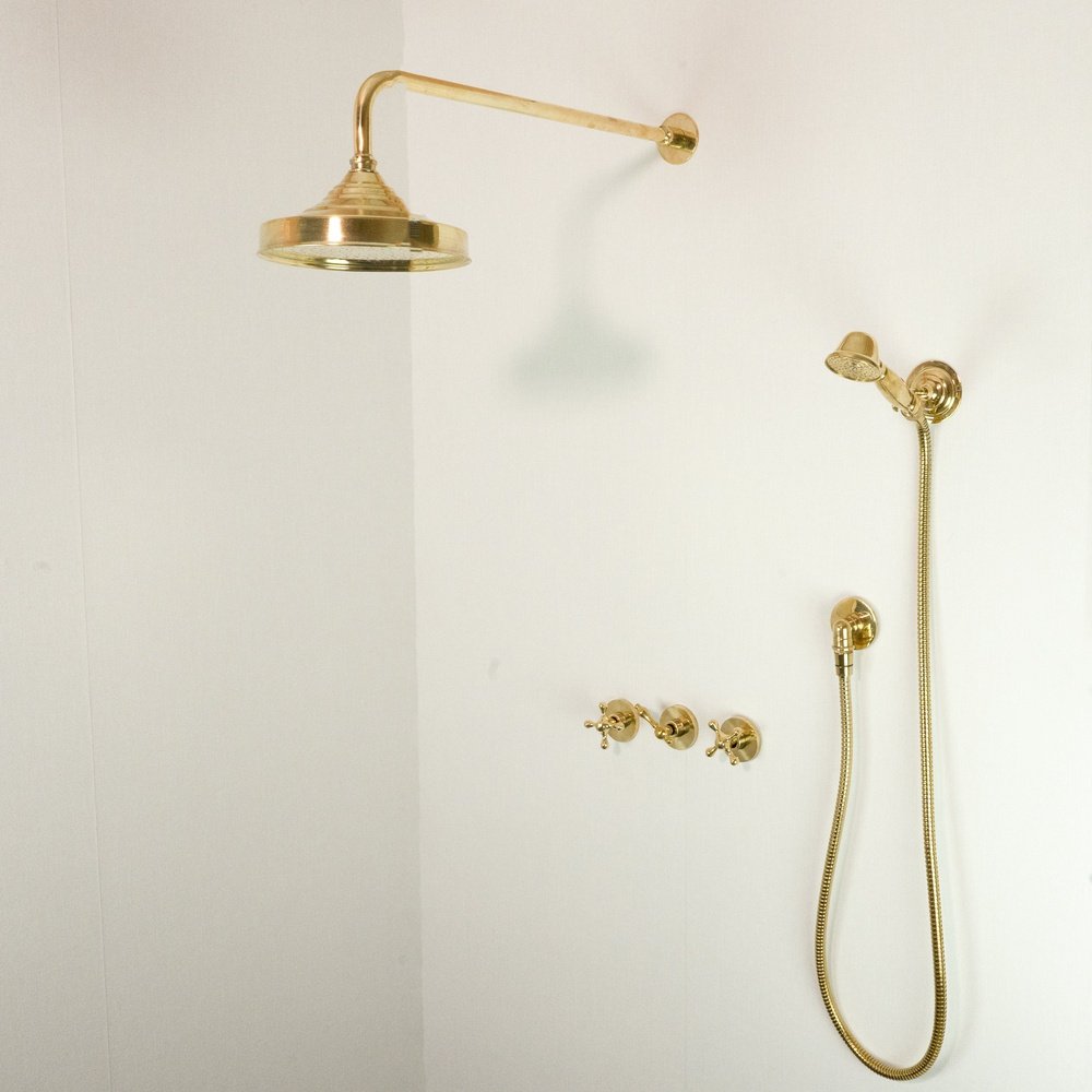 Handcrafted Solid Brass Shower Head And handheld Set Luxury Brass Shower Set