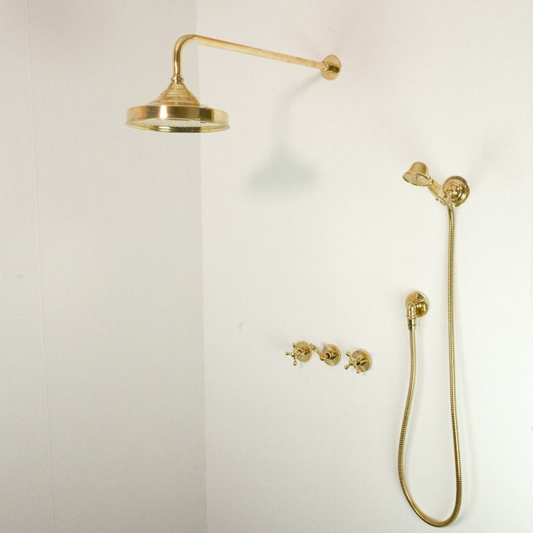 Handcrafted Solid Brass Shower Head And handheld Set Luxury Brass Shower Set