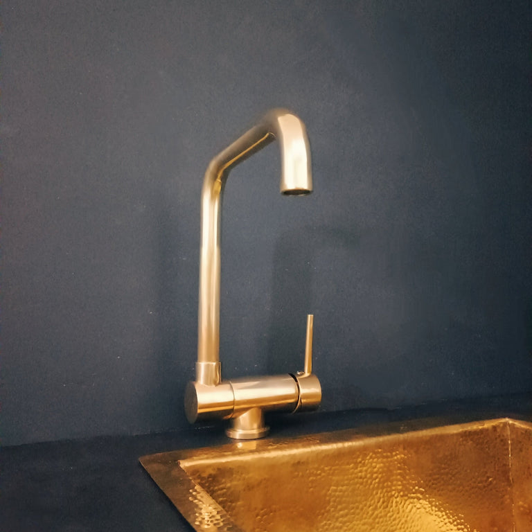  Unlacquered Brass Mixer Faucet With Foldable Spout
