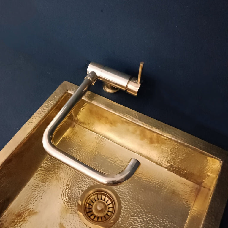  Unlacquered Brass Mixer Faucet With Foldable Spout