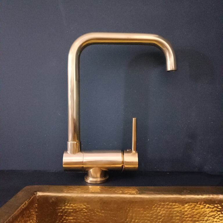  Unlacquered Brass Mixer Faucet With Foldable Spout