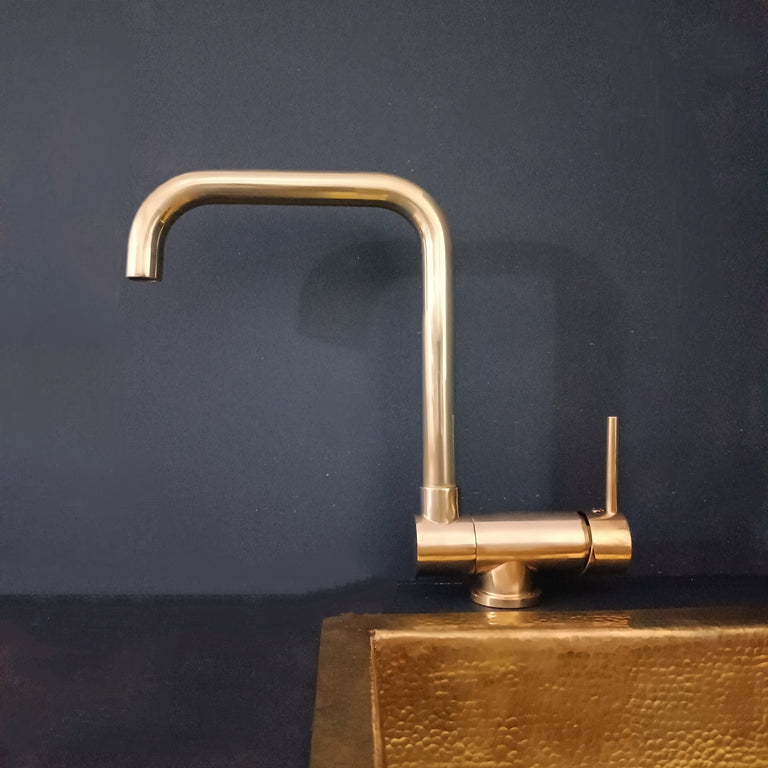  Unlacquered Brass Mixer Faucet With Foldable Spout