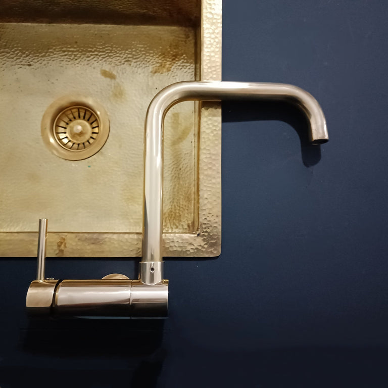  Unlacquered Brass Mixer Faucet With Foldable Spout