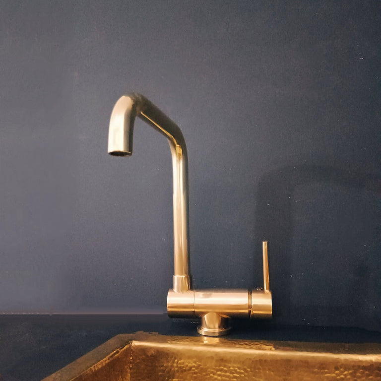  Unlacquered Brass Mixer Faucet With Foldable Spout