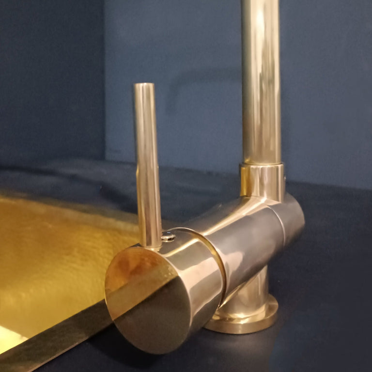  Unlacquered Brass Mixer Faucet With Foldable Spout