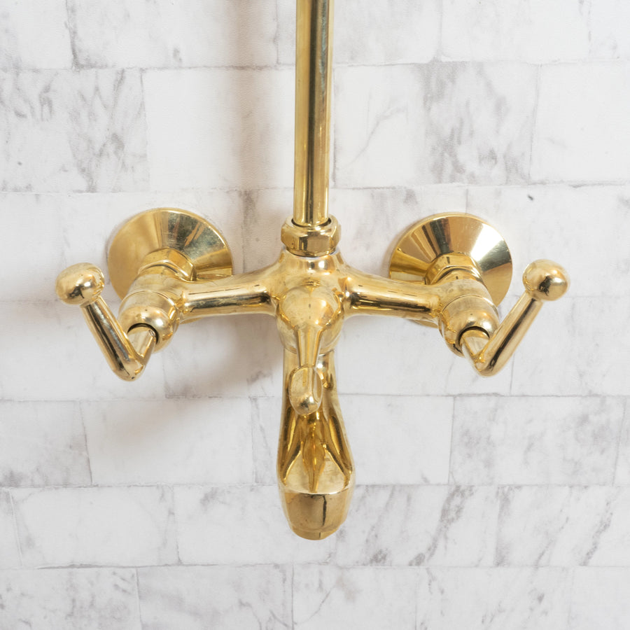 Unlacquered Brass Shower Set With Tub Filler And Square Shower Head - Brassna