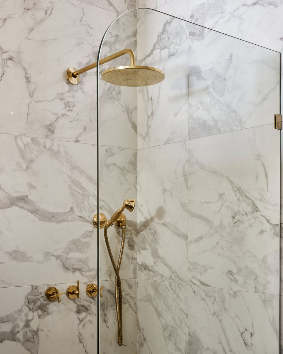 Handcrafted Solid Brass Shower Head And handheld Set, Unlacquered Brass Rain Shower Set Unlacquered Brass Shower SetHead And handheld Set