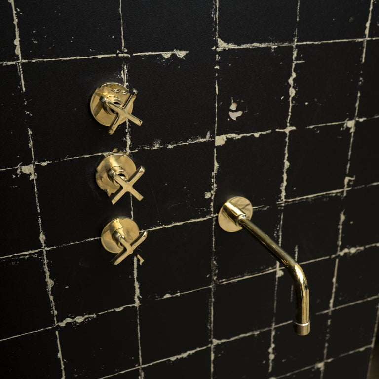 Unlacquered Brass Solid Brass Shower Head And Tub Filller - Brassna