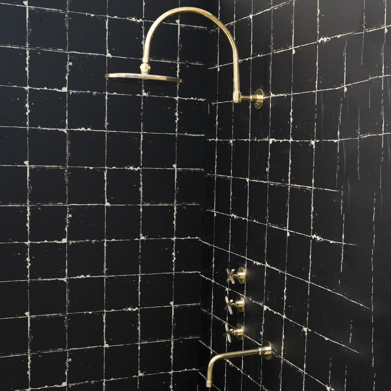 Unlacquered Brass Solid Brass Shower Head And Tub Filller - Brassna