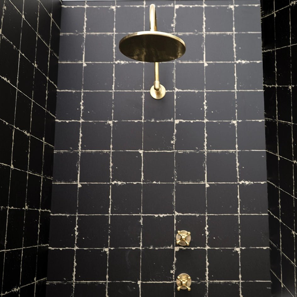  Unlacquered Brass Solid Brass Shower Head And Tub Filller, Handmade Shower Set With a Swivel Head And Tub Spout Unlacquered Brass Solid Brass Shower Head With Curved Arm