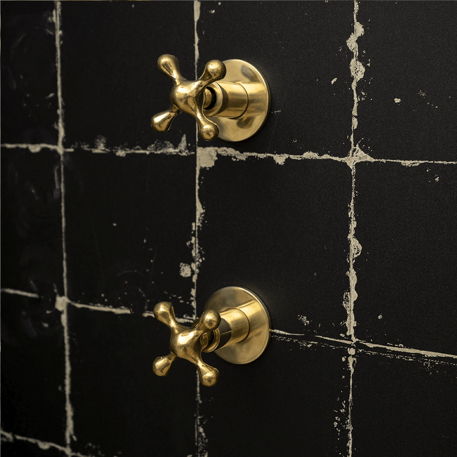  Unlacquered Brass Solid Brass Shower Head And Tub Filller, Handmade Shower Set With a Swivel Head And Tub Spout Unlacquered Brass Solid Brass Shower Head With Curved Arm