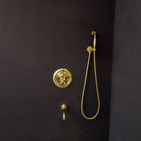 Unlacquered Brass Thermostatic Shower Set with Simple Cross Handles - Brassna