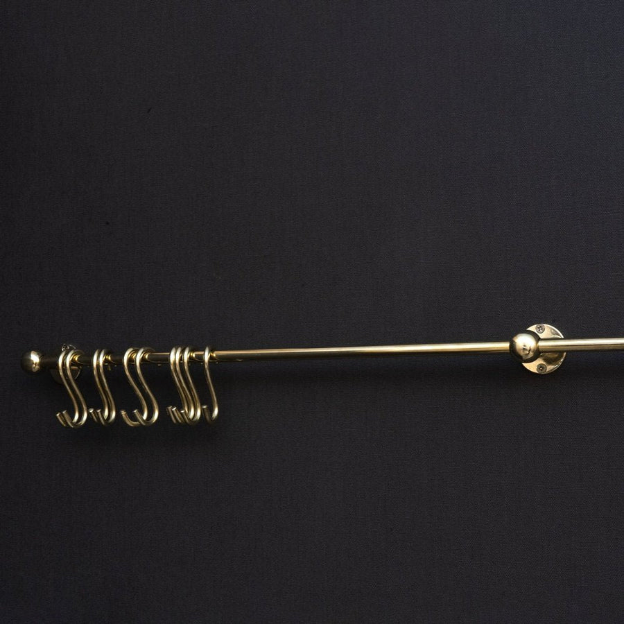 Unlacquered Brass Wall Mount Pot Rack, Brass Pot And Rail, Brass Kitchen Rack, Brass Hanging Rack Unlacquered Brass Wall Mount Pot Rack