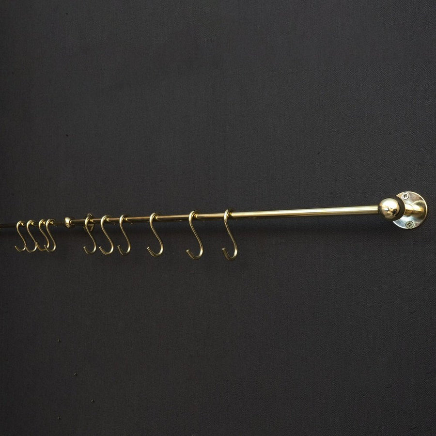 Unlacquered Brass Wall Mount Pot Rack, Brass Pot And Rail, Brass Kitchen Rack, Brass Hanging Rack Unlacquered Brass Wall Mount Pot Rack