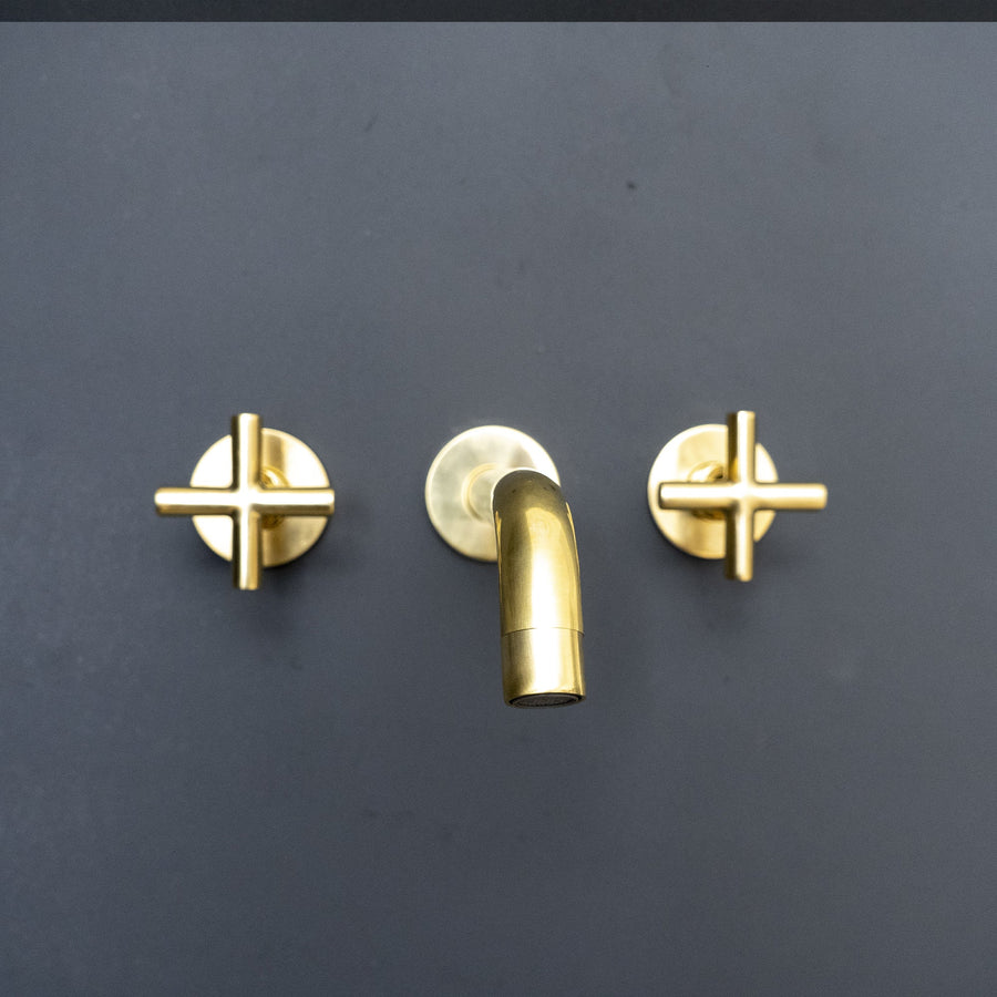 Unlacquered Brass Wall Mounted Faucet For Kitchen And Bathroom - Brassna