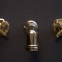 Unlacquered Brass Wall Mounted Faucet With Flat Cross Handles - Brassna