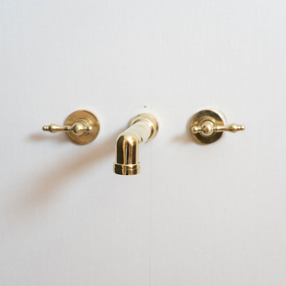 Brass Bathroom Faucet Wall Mount | Brassna The Lever Wall Pour