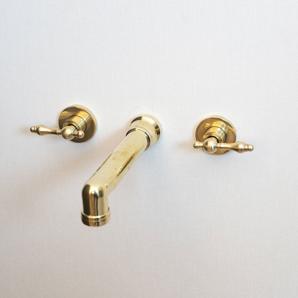 Brass Bathroom Faucet Wall Mount | Brassna The Lever Wall Pour
