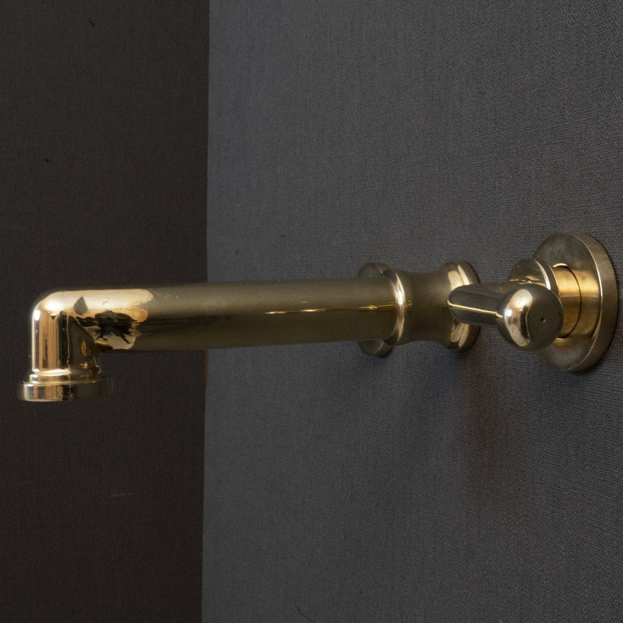 Unlacquered Brass Wall Mounted Faucet With Lever Handles - Brassna