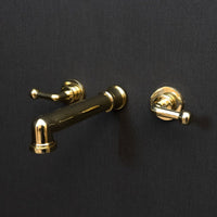 Unlacquered Brass Wall Mounted Faucet With Lever Handles - Brassna