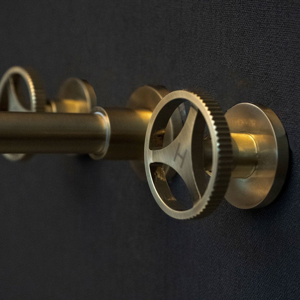 Handcrafted Solid Brass Wall Mounted Bath Faucet | Brassna Unlacquered Brass Wall Mounted Faucet With Round Handles