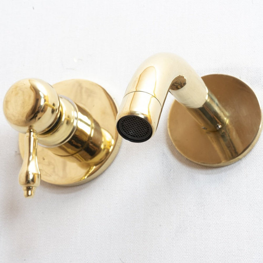 Unlacquered Brass Wall Mounted Mixer Faucet - Brassna