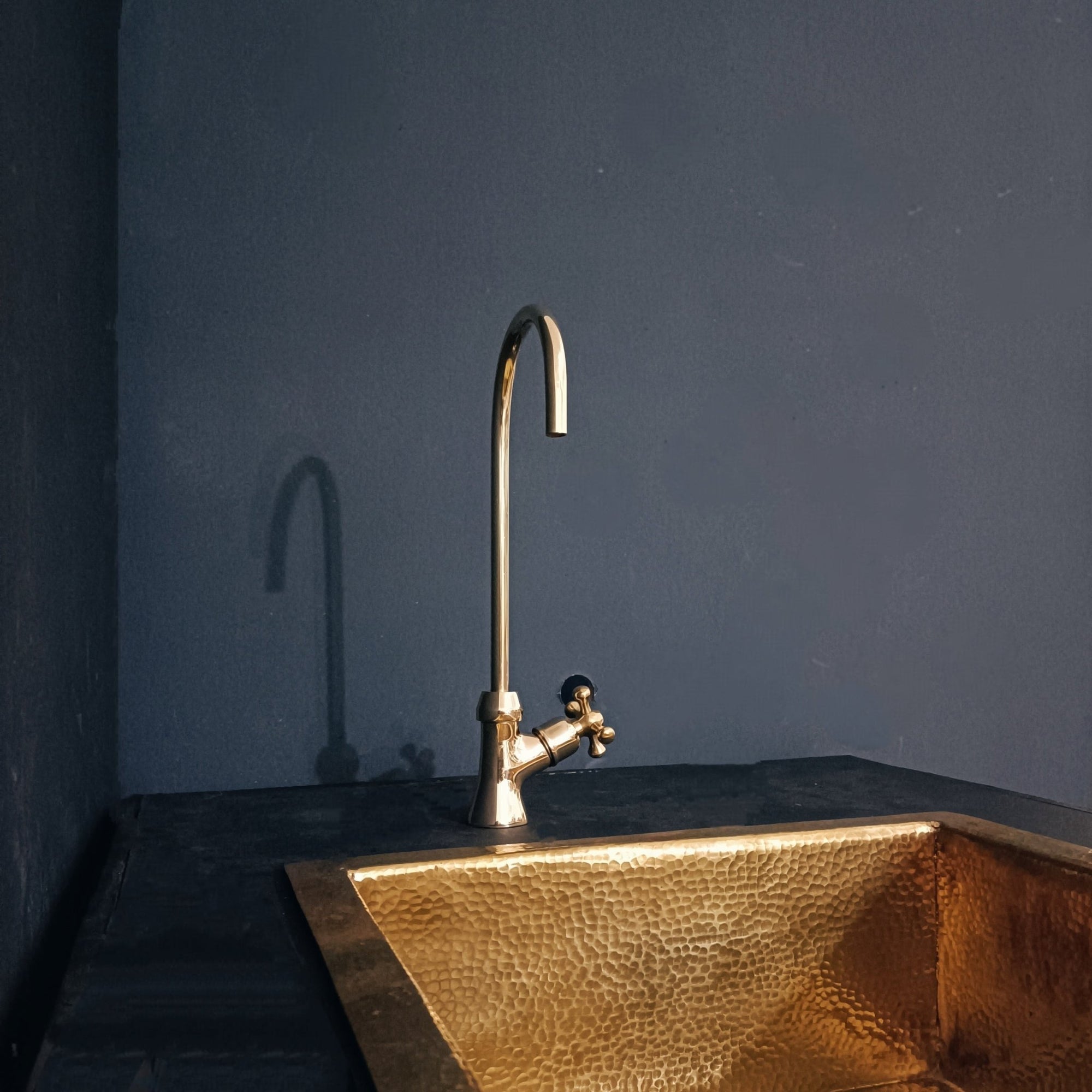 Handcrafted Solid Brass Water Filter | Brassna Unlacquered brass water filter faucet
