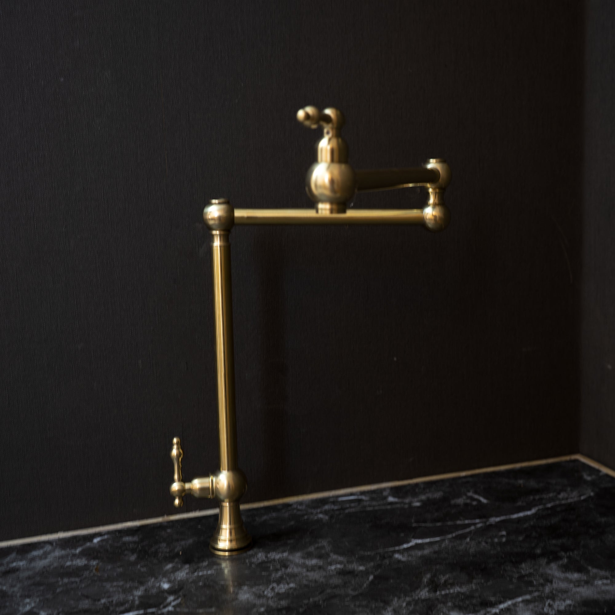 Unlacquered Brass Kitchen Deck Mounted Pot Filler Faucet with Five Ball, 2-Handle Pot Filler with 360-Degree Swivel in Solid Brass Vero Pot Filler