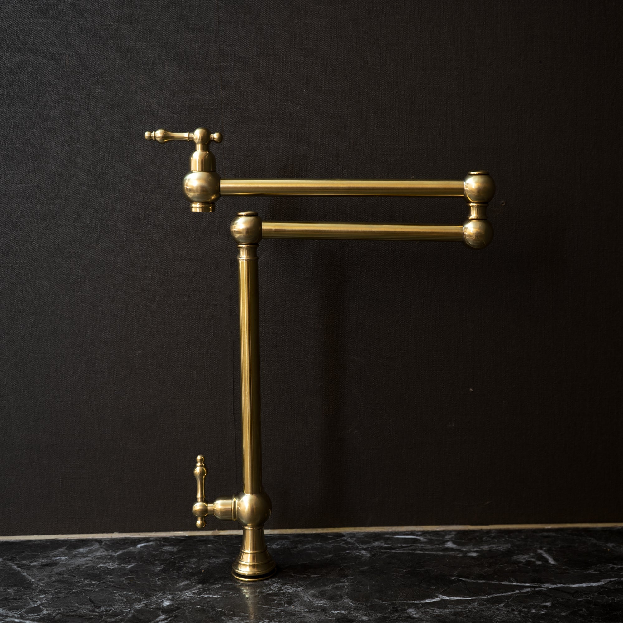 Unlacquered Brass Kitchen Deck Mounted Pot Filler Faucet with Five Ball, 2-Handle Pot Filler with 360-Degree Swivel in Solid Brass Vero Pot Filler