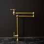 Unlacquered Brass Kitchen Deck Mounted Pot Filler Faucet with Five Ball, 2-Handle Pot Filler with 360-Degree Swivel in Solid Brass Vero Pot Filler