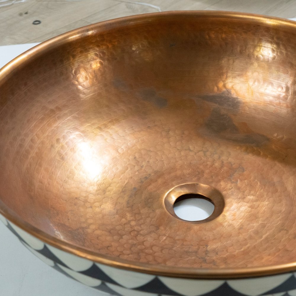 Handcrafted Solid Brass Vessel Copper Wood Sink | Brassna The Wood Vessel