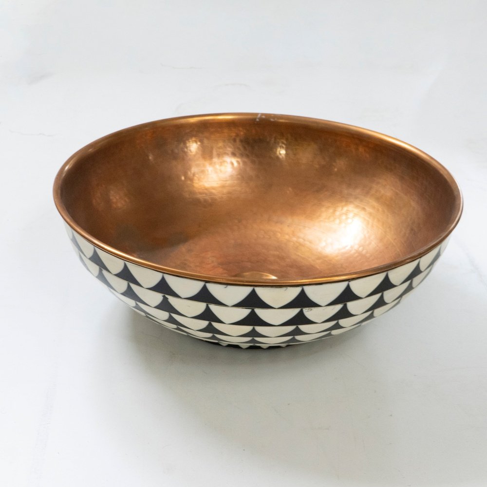 Handcrafted Solid Brass Vessel Copper Wood Sink | Brassna The Wood Vessel