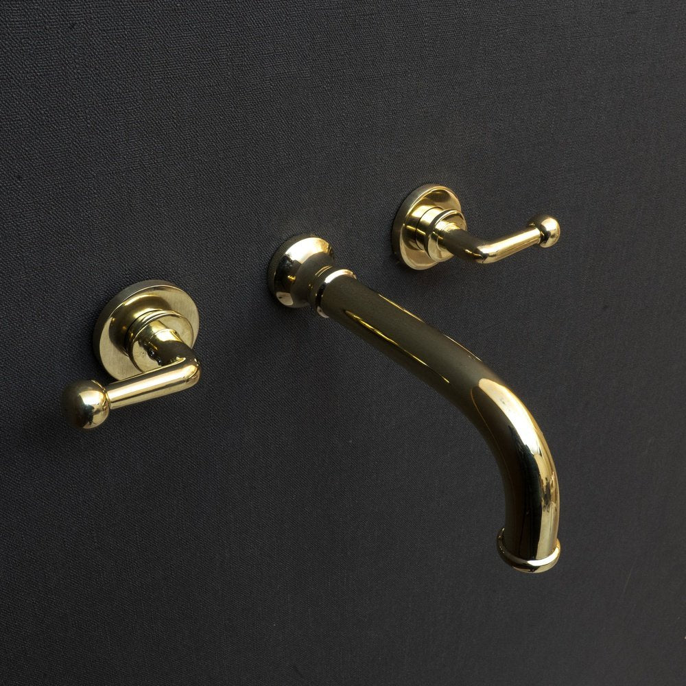 Handcrafted Unlacquered Brass Wall Mounted Faucet, Brass Faucet For Kitchen And Bathroom Wall Mounted Nino