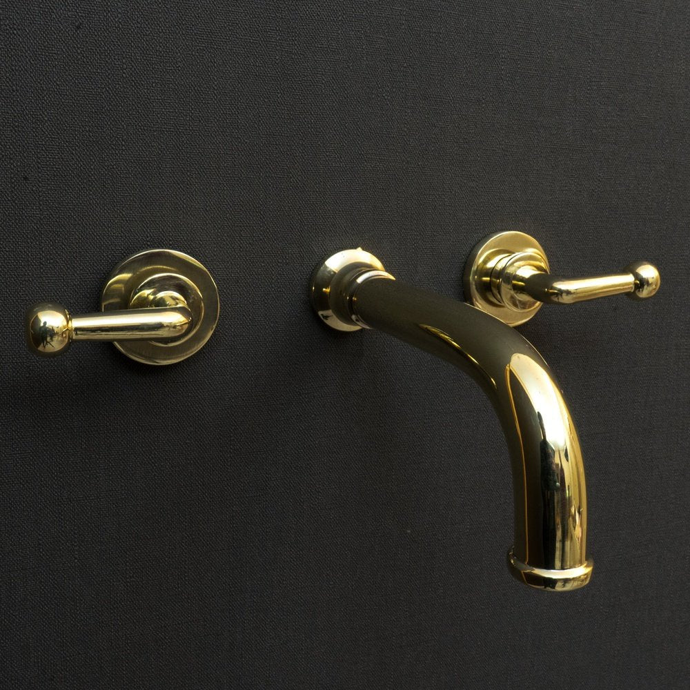 Handcrafted Unlacquered Brass Wall Mounted Faucet, Brass Faucet For Kitchen And Bathroom Wall Mounted Nino