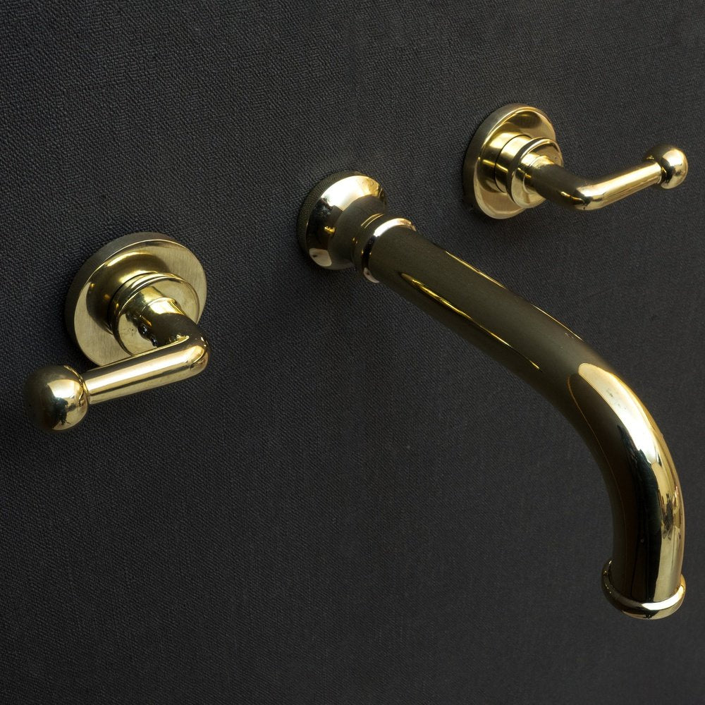 Handcrafted Unlacquered Brass Wall Mounted Faucet, Brass Faucet For Kitchen And Bathroom Wall Mounted Nino