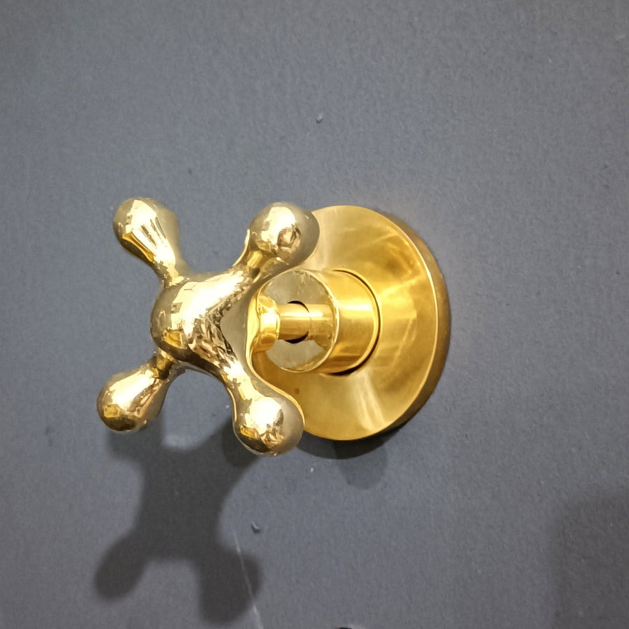  Wall mounted shut off valve with cross handle