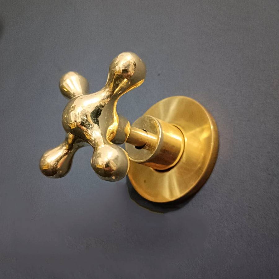  Wall mounted shut off valve with cross handle