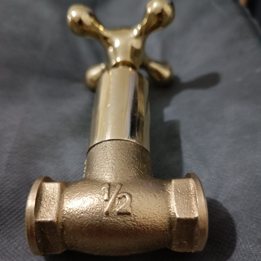  Wall mounted shut off valve with cross handle