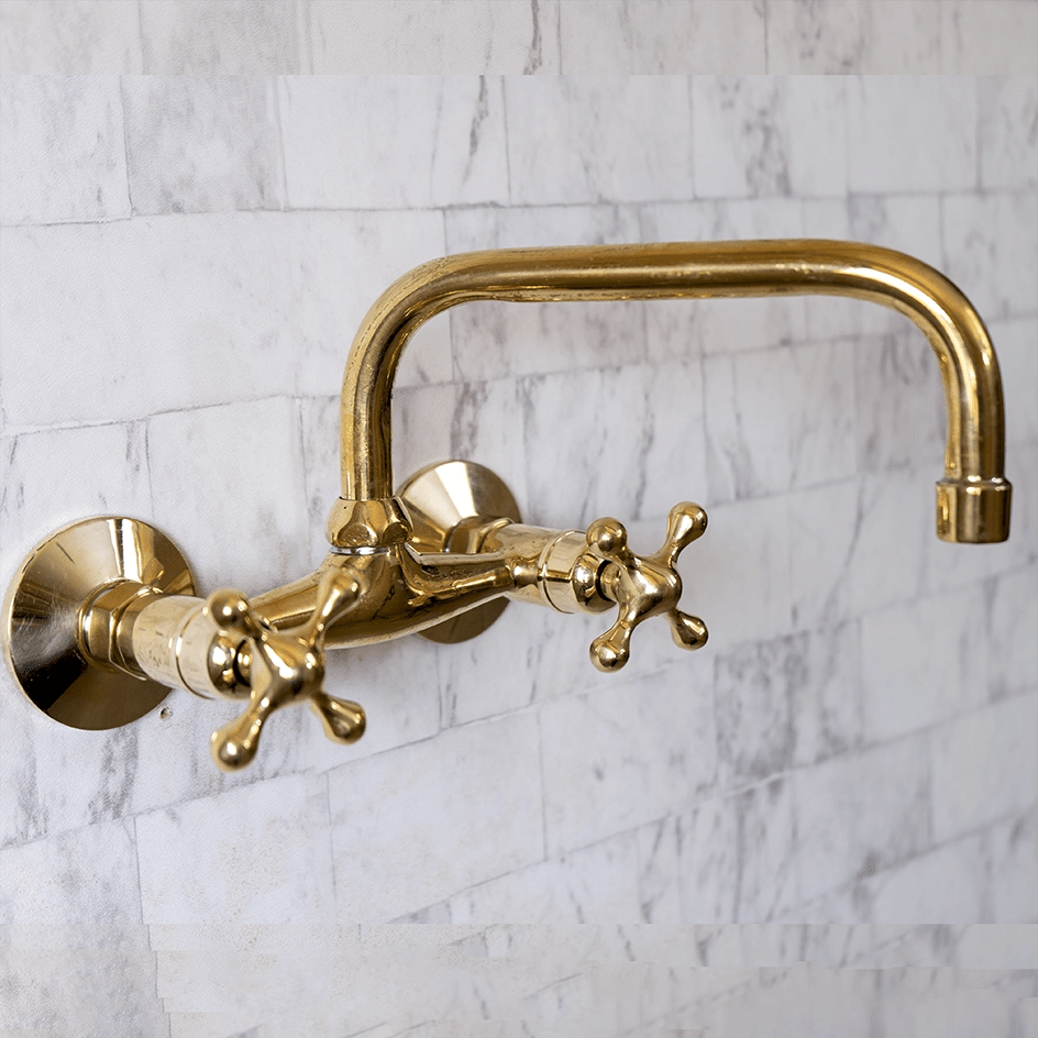 Wall Mounted Unlacquered Brass Faucet - Brassna