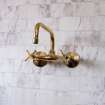Wall Mounted Unlacquered Brass Faucet - Brassna
