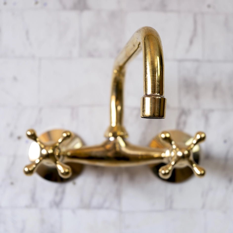 Wall Mounted Unlacquered Brass Faucet - Brassna