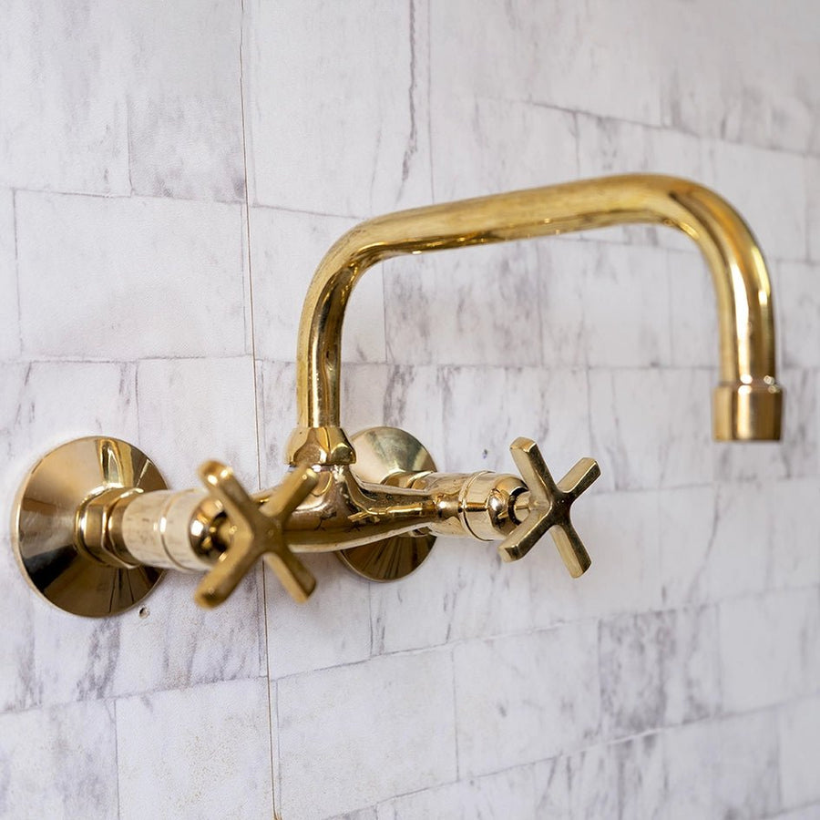 Wall Mounted Unlacquered Brass Faucet - Brassna