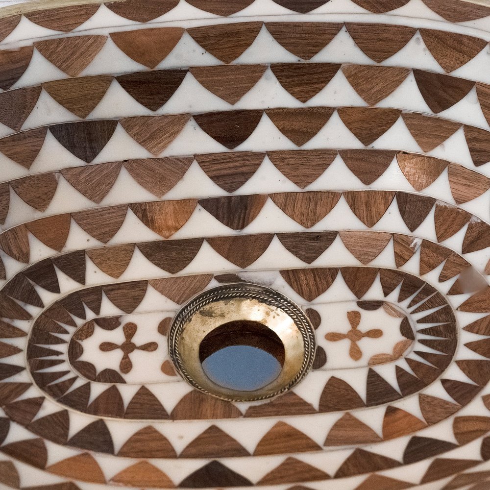 Argan Wood And Brass Oval Bathroom Sink, Powder Room Drop in Sink Wood And Brass Bathroom Sink