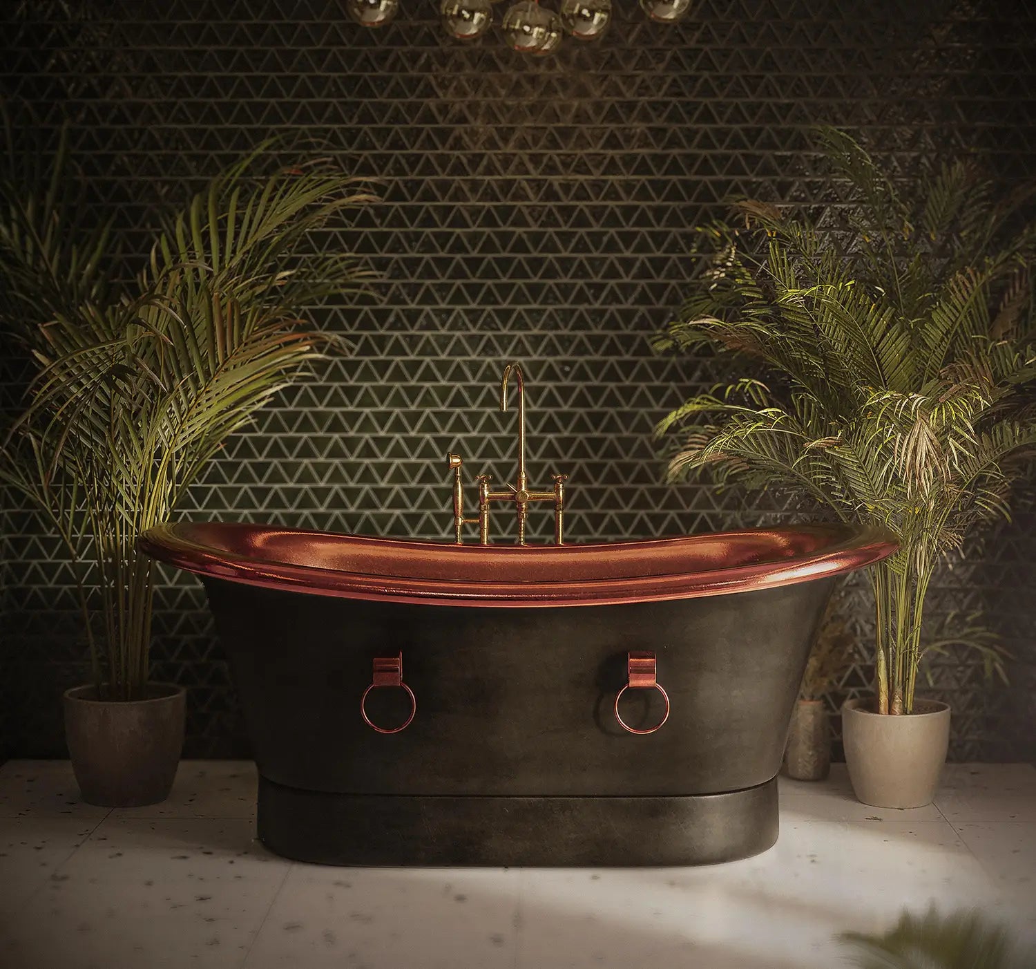 Handcrafted freestanding solid copper soaking bathtub by Brassna